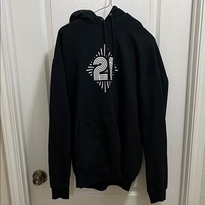 Port and Company Black Hoodie with White Graphic